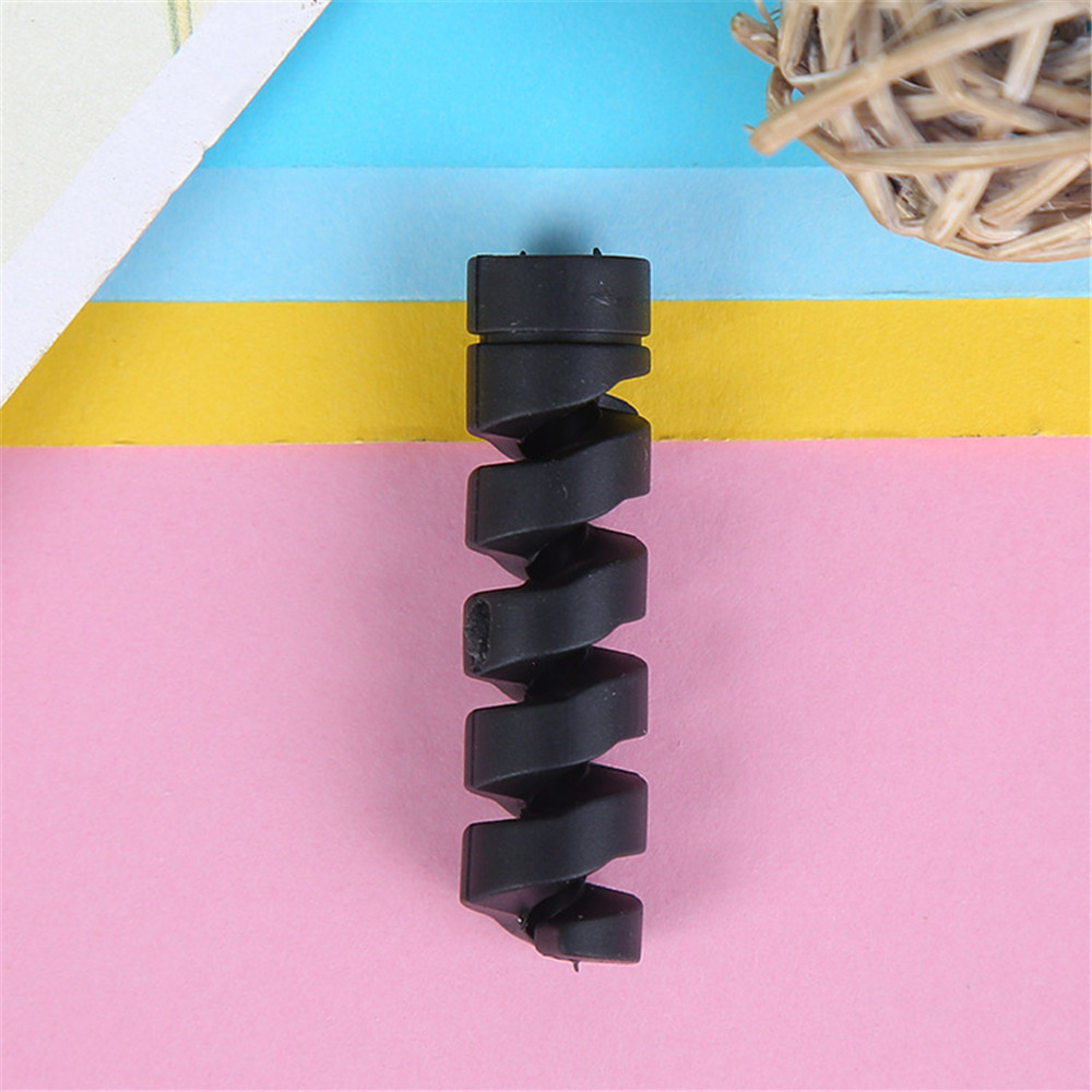 10pcs Spiral Cable Protector Desk Set Earphone Cable Organizer Wire Data Line Holder Winder Wrap Cord Desk Accessories Papeleria: black