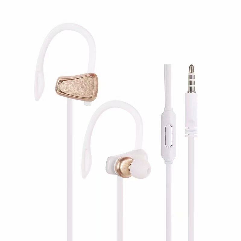 Wired Earphone Ear Hook Metal Music 3.5 Headset Heavy Bass Stereo Sound Microphone for Smartphone Accessories