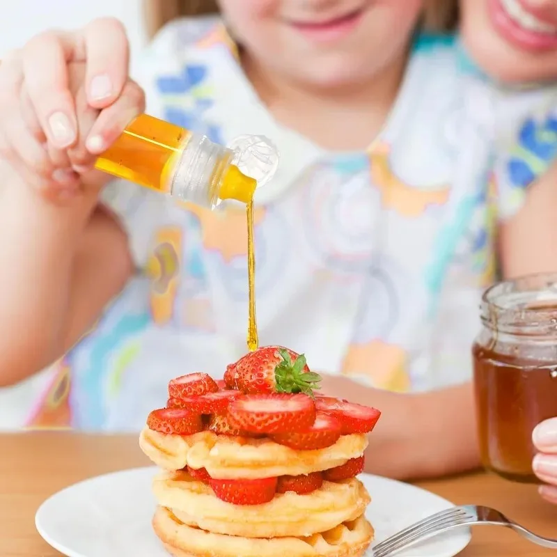 5/1pc plastic knijpflesjes met honing en dressing, navulbare kruidenflesjes met klapdeksel voor siroop/saus/olie.