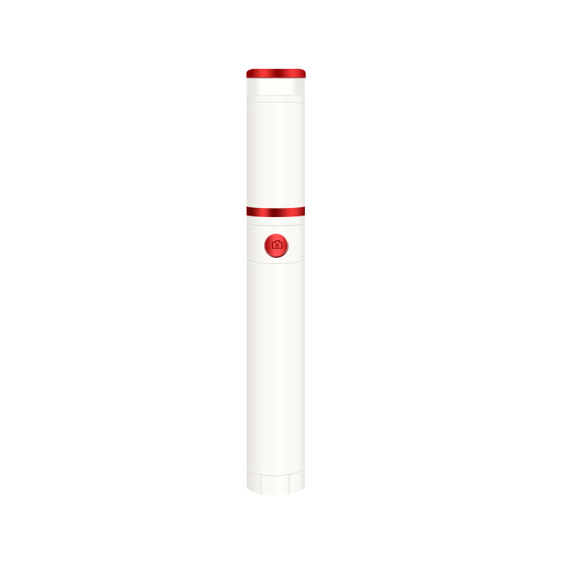 Stijl Bluetooth Selfie Stok Creatieve Draagbare Multi-Functionele Mobiele Telefoon Fill-In Licht Statief Desktop Live Houder: White And Red