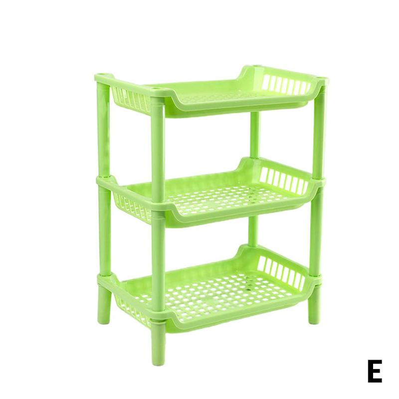 3 Layers Kitchen Organizer Storage Rack Holder Organization Sundries Shelf Assembled Plastic Storage Bathroom H7J7: Green 1
