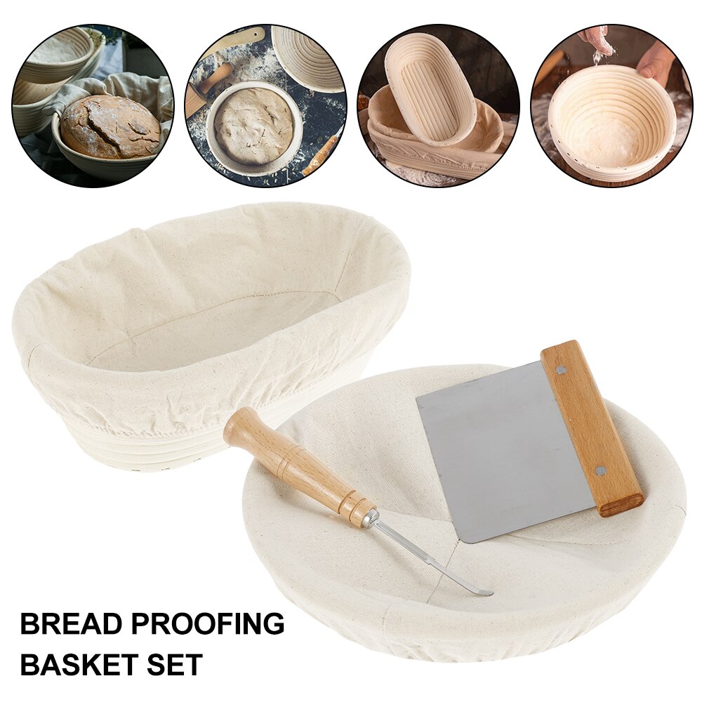 2 Stuks Rotan Brood Proofing Mand Natuurlijke Ovale Rotan Rieten Deeg Gisting Zuurdesem Banneton Brood Mand