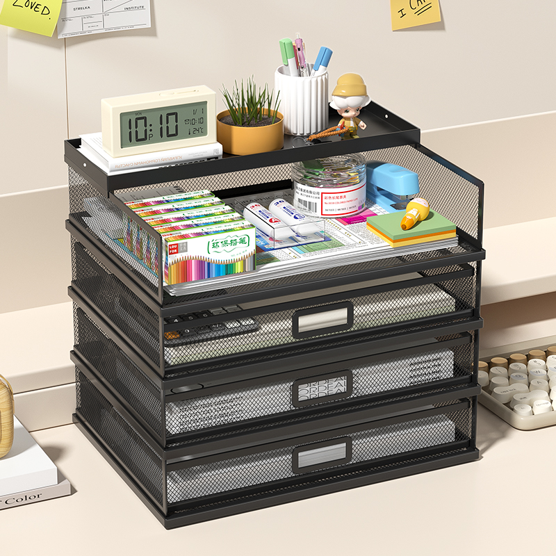 Organisateur de bureau tiroir coulissant, porte-fichiers de trieur de papier multifonctionnel pour le bureau et l'école à domicile