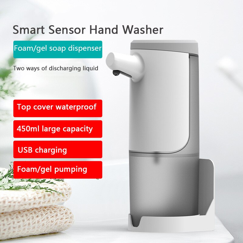 450ML Automatic Soap Dispenser Gel Pump Foam Generator Touchless Wall-Mounted Handsfree Liquid Hand Wash Dispenser