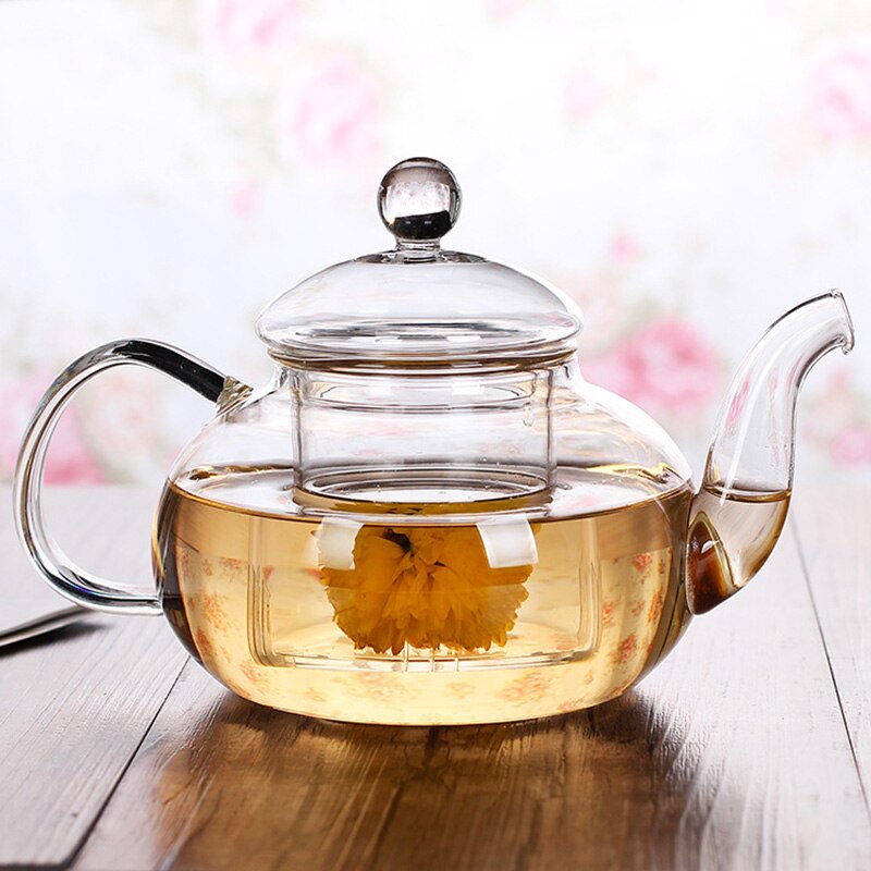 Goede Clear Borosilicaatglas Theepot Met 304 Roestvrijstalen Theefilter Zeef Hittebestendige Losse Blad Thee Pot Tool Ketel Set