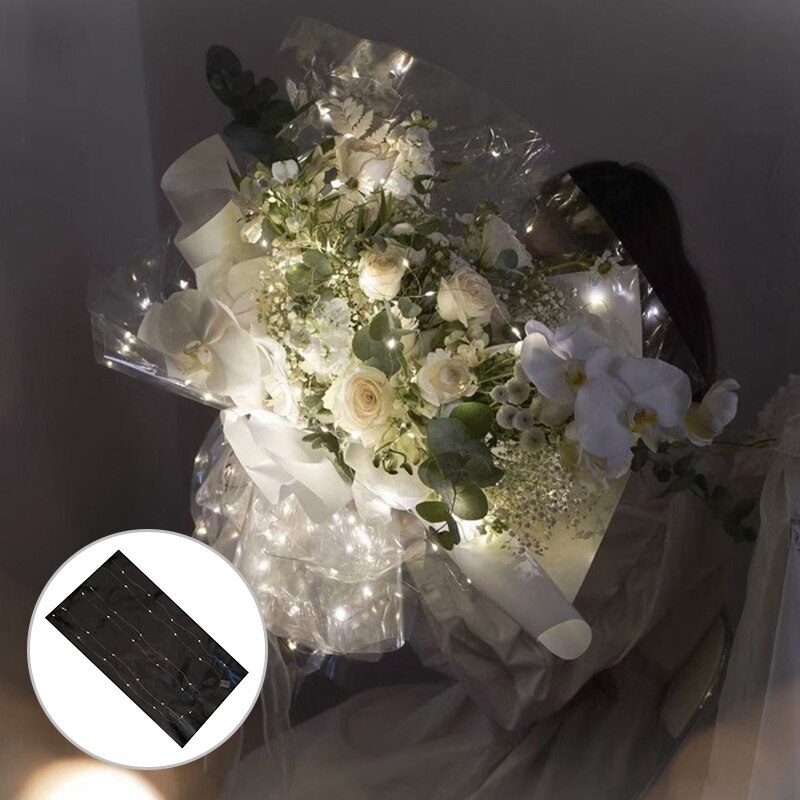 WaterProof Luminous Paper Transparent Fantasy Flower Wrapping LEDLight Glowing Florist Bouquet Package Wedding Party Supplies