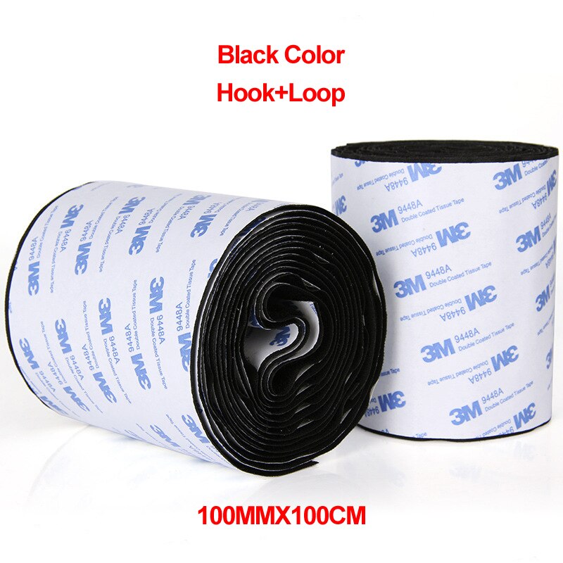 100CM/Pairs 16/20/25/30/38/50/100MM Magic Velcro Tape with Glue for DIY: 100MM Black 1Pair