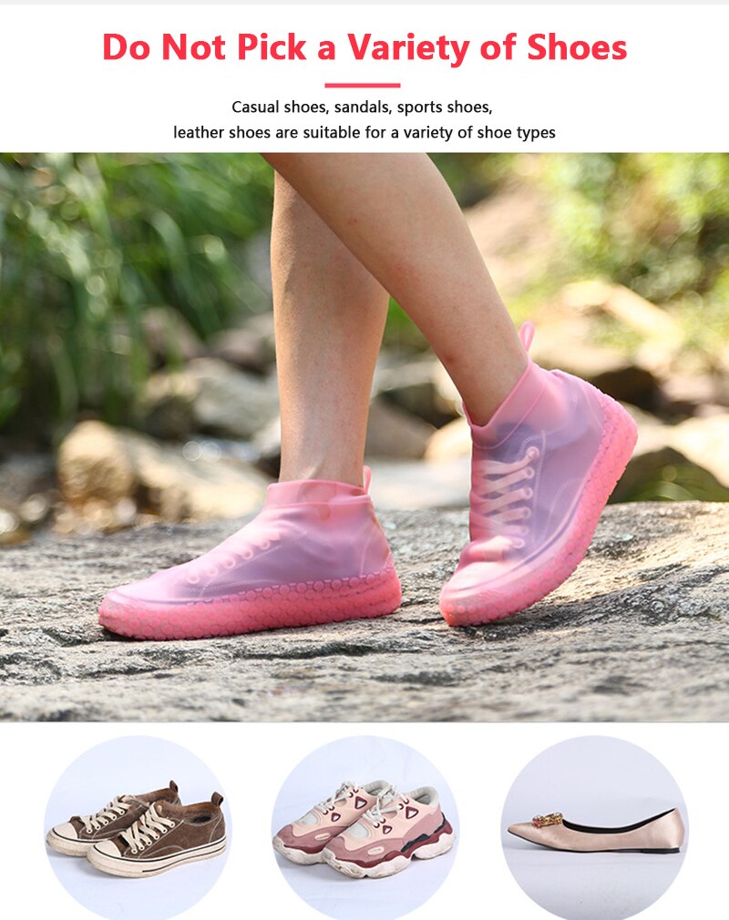 1Pc S/M/L Reusable Silicone Shoe Cover Waterproof Rain Shoes Covers Outdoor Camping Slip-resistant Rubber Rain Boot Overshoes