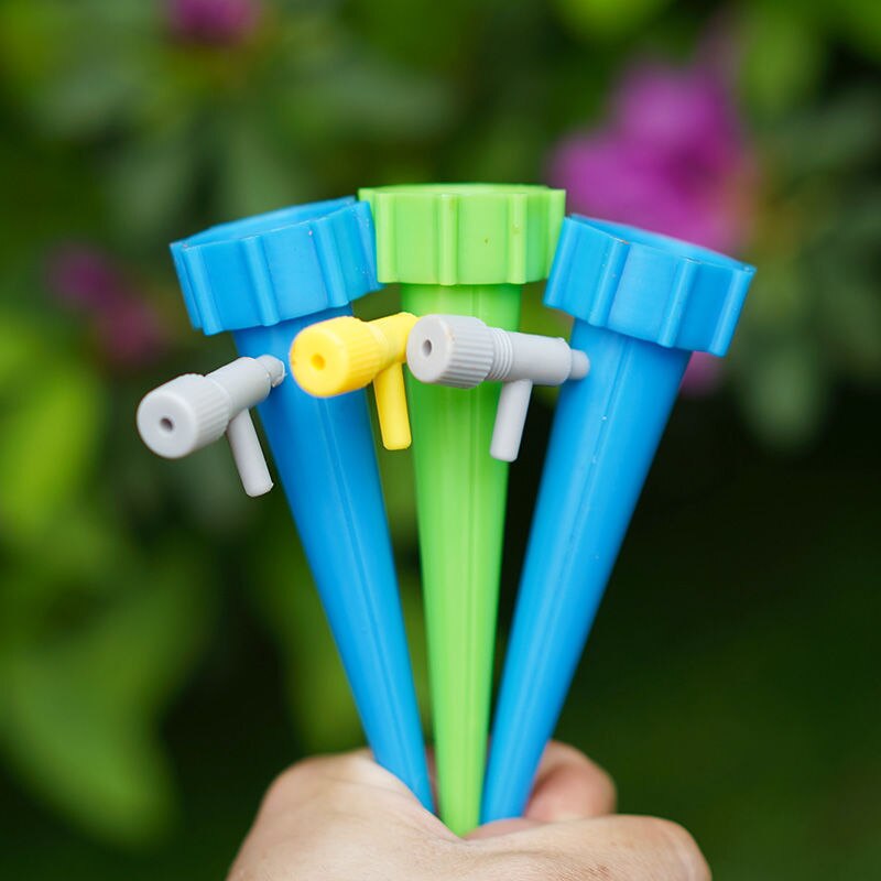 Sistema de riego por goteo planta bonsái DIY riego automático por goteo jardín aspersores picos plantas cónicas planta de hogar suelo hidrogel de barro: 5PCS-MIX