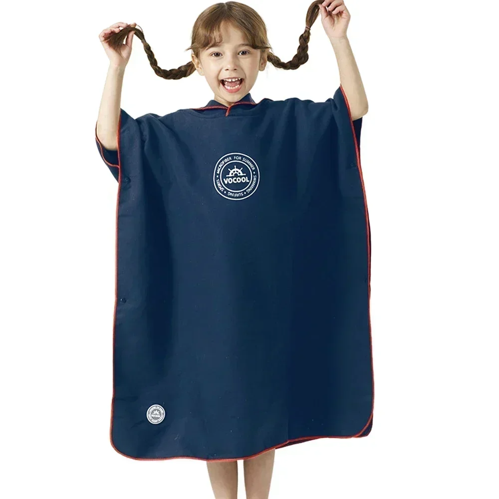Mikrofaser-Schwimmüberzüge für Kinder, mit Kapuze, Bad, Strand, Poncho, Handtücher, Surf-Poncho, schnell trocknend, wechselnder Bademantel, Kinder-Schwimmhandtücher