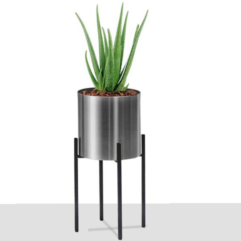 10 x 10 x 31cm zilveren bloempot, eenvoudige decoratieve vaas, smeedijzeren bloemenstandaard, decoratiestandaard voor thuis