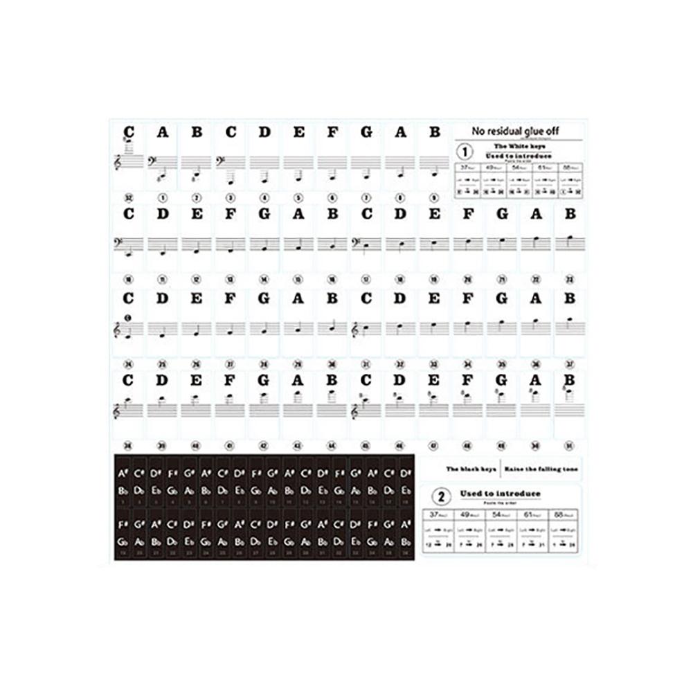 54 61 88 tangenter elektronisk piano keyboard lyd navn klistremerker nøkkel klistremerke piano stav musikk dekal etikett merke notat klistremerke