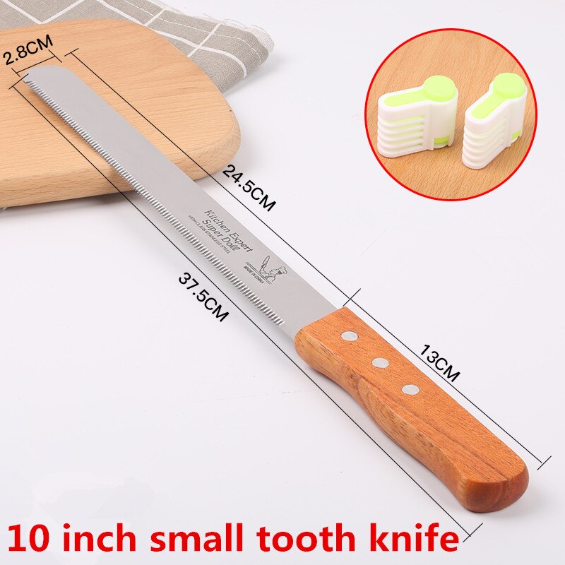 Stainless steel bread knife Saw cake slicing tool baking toast knife coarse tooth fine tooth cake saw knife Snack Dessert Slicer: 10 inch small tooth