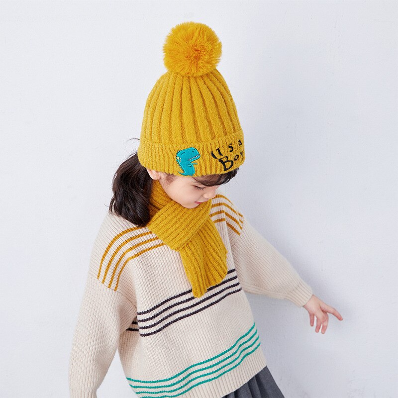 Doitbest conjunto de gorro infantil de 2 a 7 anos, conjunto com letras e cachecol, 2 peças, para meninos e meninas, gorro de inverno