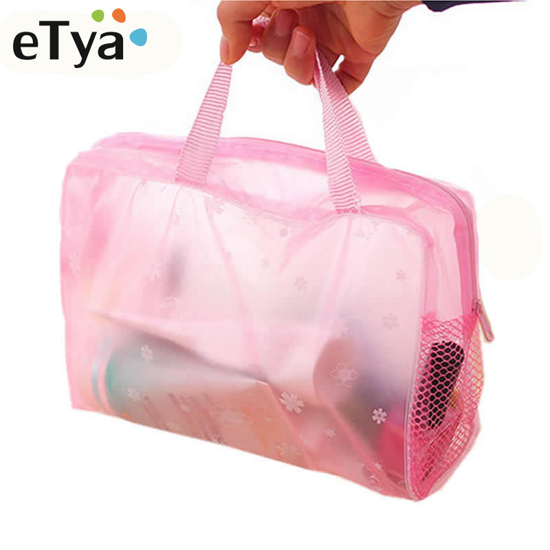 ETya 5 Farben machen-hoch Veranstalter Tasche Toilettenartikel bat Lagerung Tasche frauen wasserdicht transparent Blumen- PVC Reise kosmetik tasche