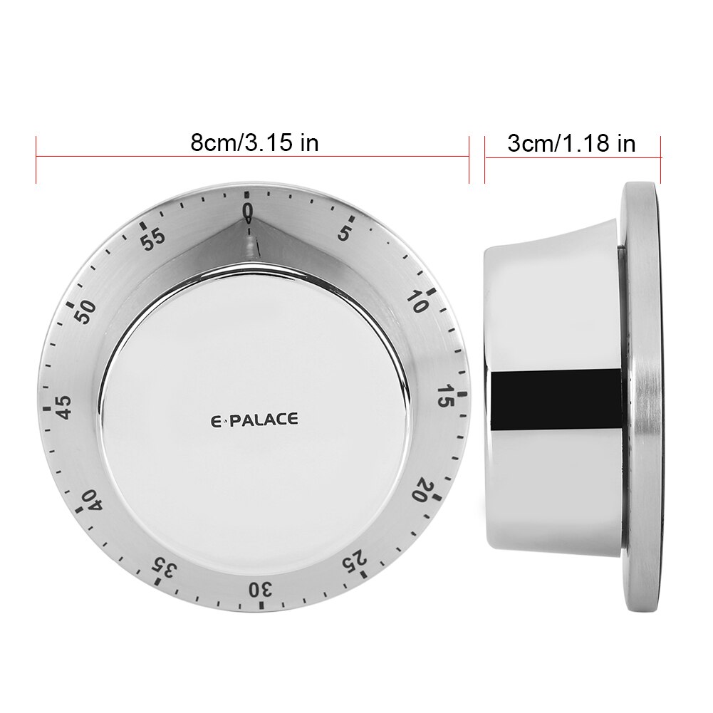 Magnetic Stainless Steel Kitchen Timer Body Mechanical Timer Alarm Cooking Countdown Clock 60 Minutes Kitchen Timer Cooking Tool