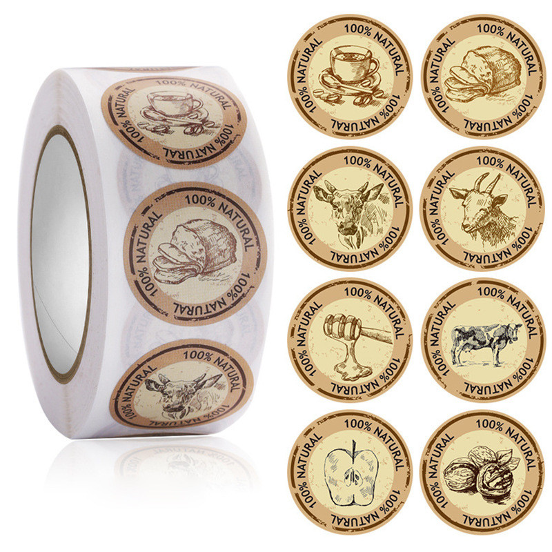 100-500pc Round Milk Tea Cup Thank You Sticker Coffee Shop Sticker Label Baking Cake Sealing Sticker Birthday Party Sticker: E 100PCS