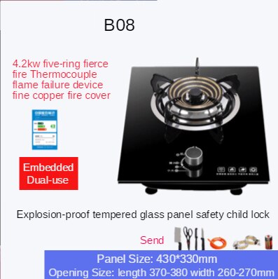 Gasherd Einzel Herde Haushalts Tisch eingebettet Dual Zweck 3800W Energie Natürliche Gas Gas Herde Gehärtetem Glas Tisch Herde CY