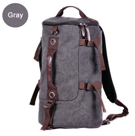 Mode Canvas heren reistas Bagage Tas Rugzak canvas mannen plunjezak overnight weekend bag schouder Tote: Gray