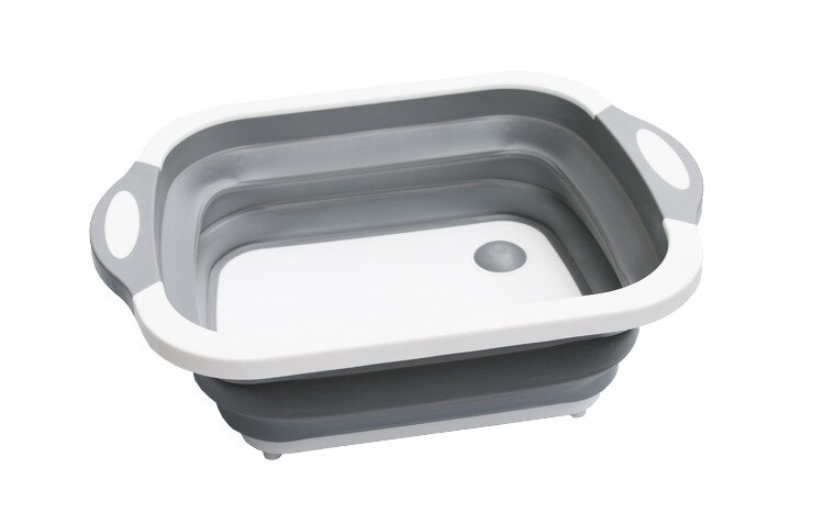 Collapsible Silicone Cutting Board With Storage Dish Tub Colander Multifunctional Kitchen Gadget Chopping board: Gray