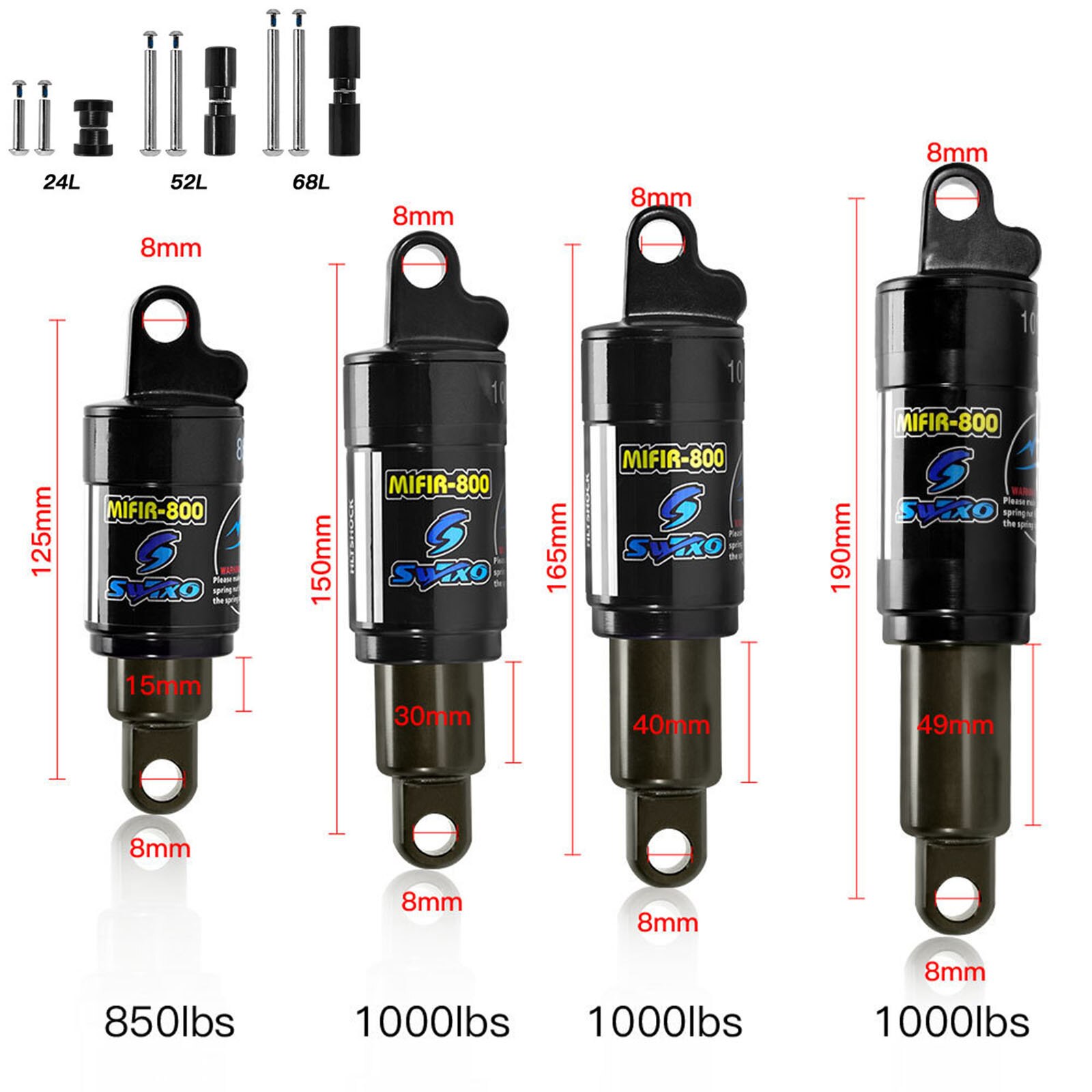 Premium Bike Rear Shock Absorber, Bicycle Air Rear Shocking Vibration Absorber for Mountain E-Bike Scooter Shocks Cycling