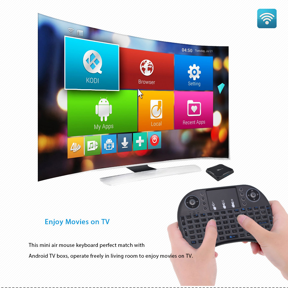 i8 American English Mini Wireless Keyboard 2.4GHz QWERTY Black White Keyboard with Touchpad For Android Set Up TV Box Laptop mi