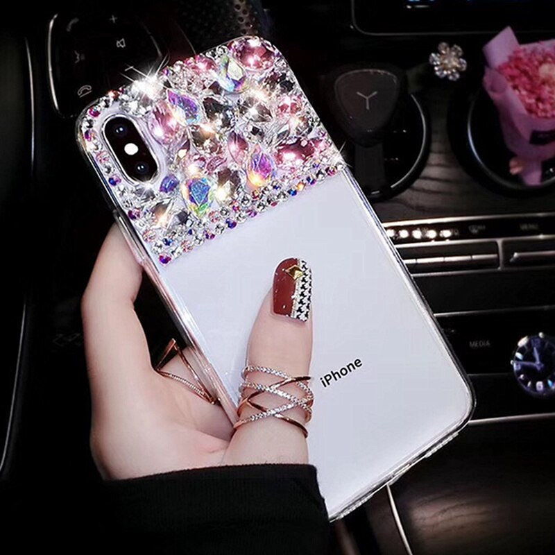 Luxus Bling Strass Kristall Farbe Diamant Weiche Zurück Telefon Fall Für iPhone 6 6s plus 7 8 Plus X XS XR XS Max 11 Abdeckung