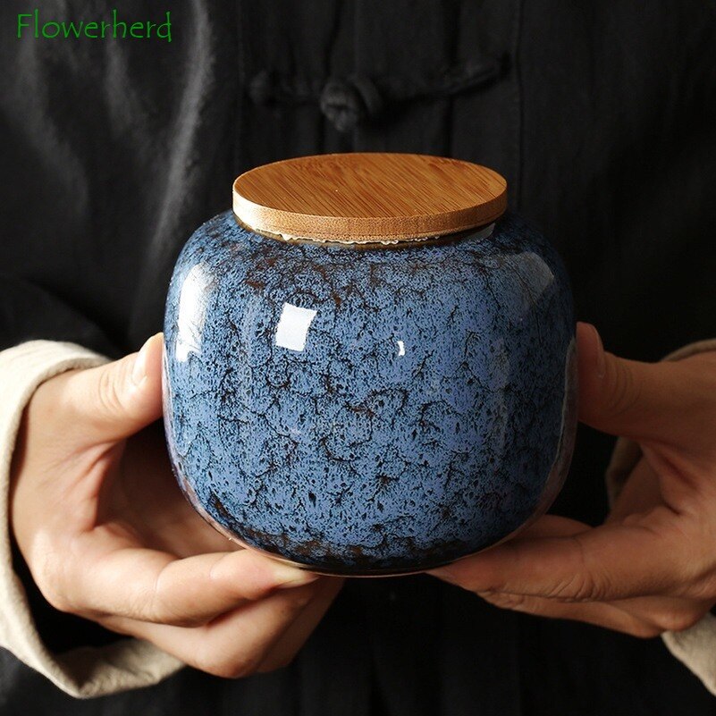 650ml Sealed Ceramic Porcelain Tea Caddy Teaware Pot Kiln To Tea Pot Household Storage Container Tea Container Ceramic Container