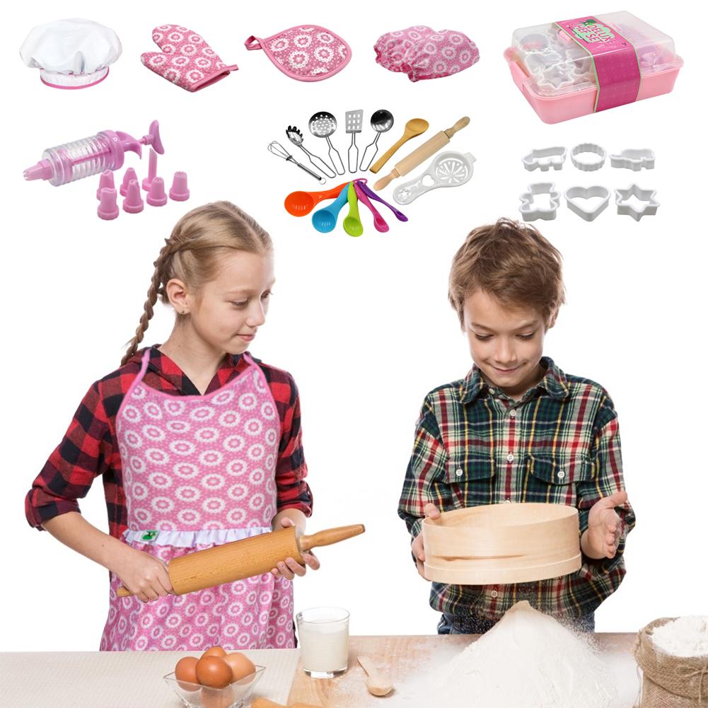 Kids Funny Compleet Kids Koken Bakken Speelgoed Set Rollenspel Keukengerei Bakken Tools Cake Schort Met Familie Interesse Speelgoed