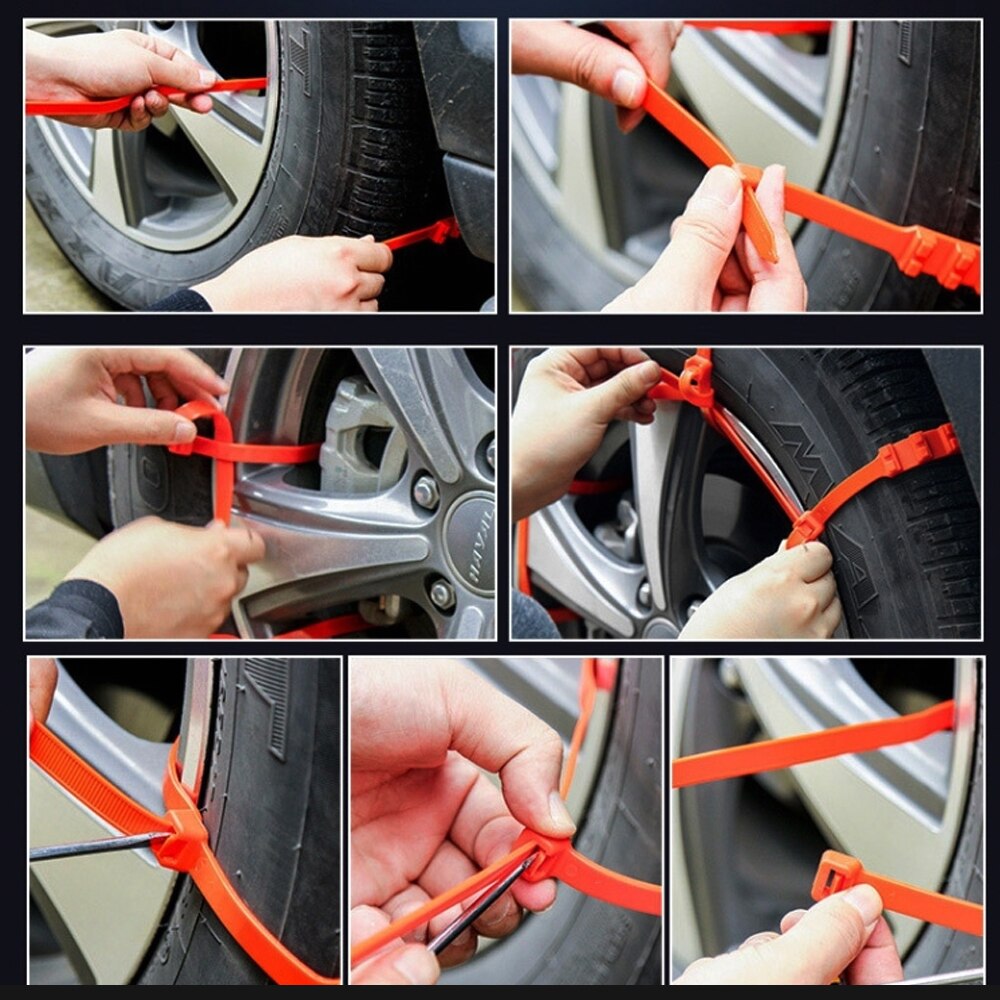 Bridas antideslizantes para cadena de nieve, 10 piezas, nailon, para coche y SUV