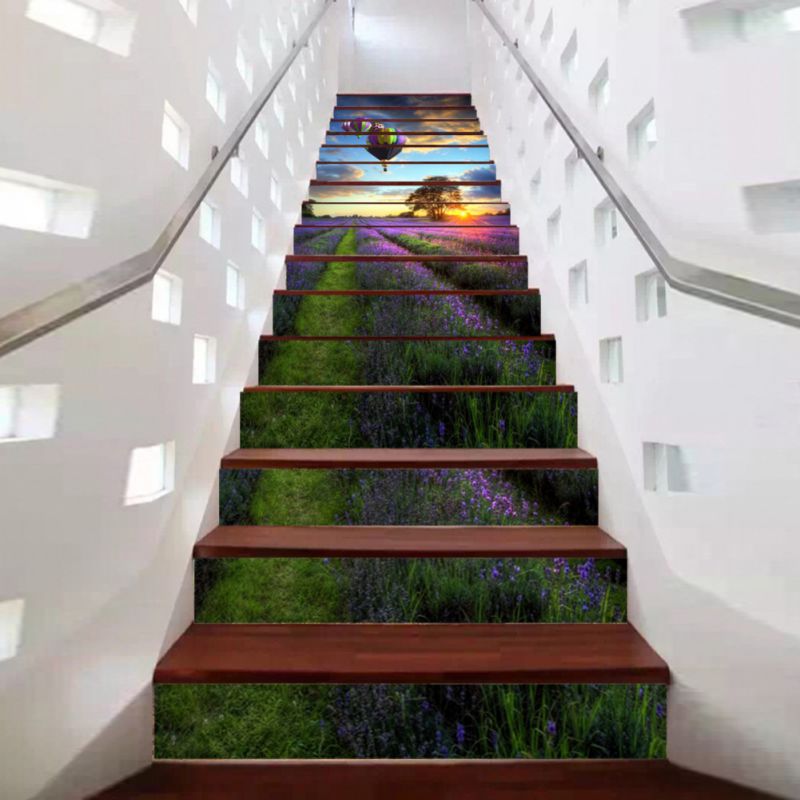 13pcs Removable Stairs Sticker Step Self-Adhesive Ceramic Tiles PVC Stair Wallpaper Decal Vinyl Stairway Home Decoration