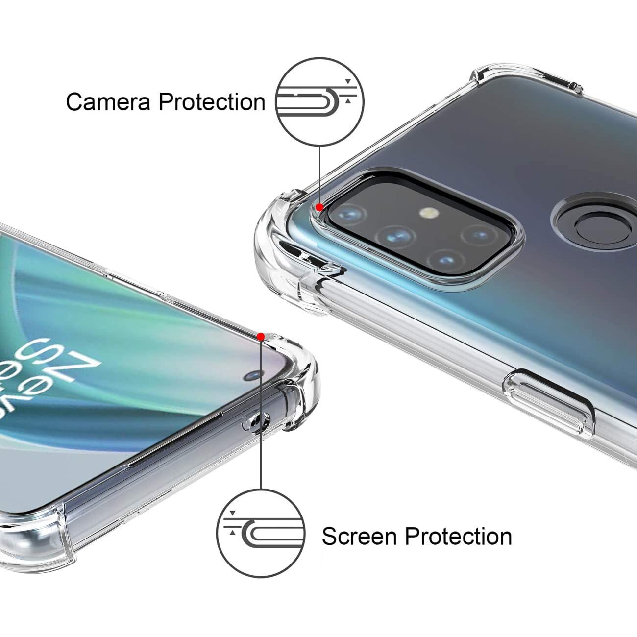 Capa de silicone à prova de choque para oneplus nord n10 n100 5g nordn10 nordn100, proteção traseira macia e transparente