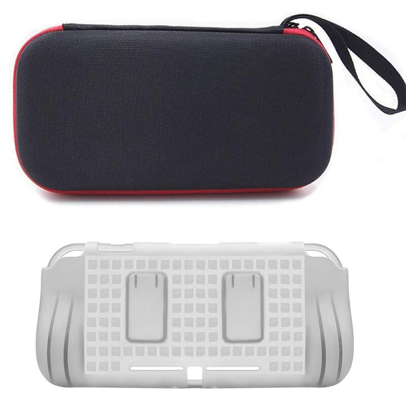 Nintend Switch Lite Carrying Case Storage Bag organizer Pouch TPU Hand Grip Shell Protection Cover For Nintendo Switch Lite Mini: Bag with White shell