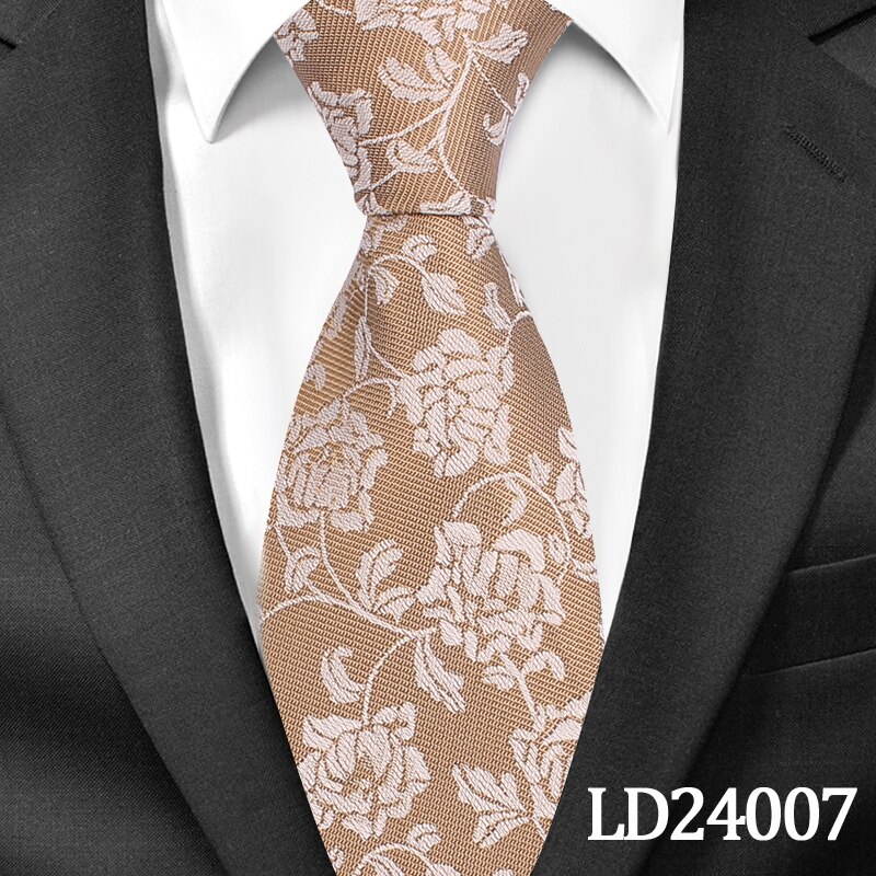 Casual Floral Ties Jacquard Classic Necktie For Men Suits Mens Business Neck Tie Cravats 8cm Width Groom Neckties: LD24007