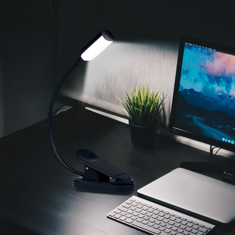 USB Oplaadbare LED Boek Licht Flexibele Boek Lamp Buigbare Clip op Tafel Bureau Studie Leeslamp Voor Laptop PC Computer
