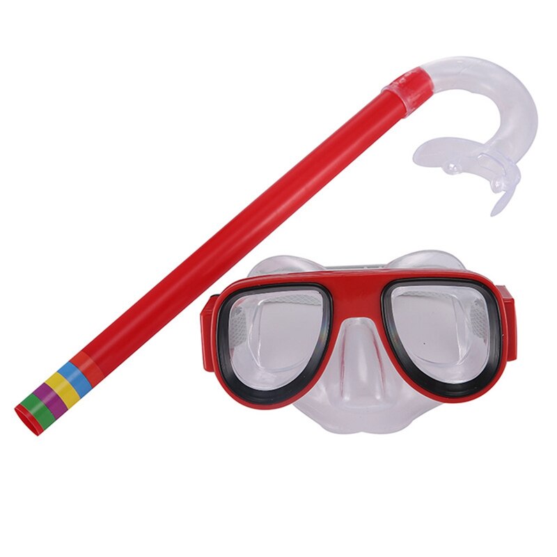 Kids Swimming Anti-fog Eye Goggles Children Diving Snorkeling Set Summer Swimming Scuba Snorkel Goggles with Breathe Tube: Red