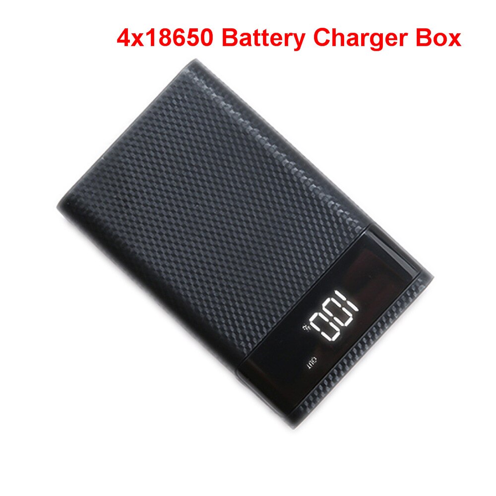 Portable External DIY 8x18650 Power Bank Case LED Display 4x18650 Battery Storage Box Without Battery For Iphone Android Phone: 4x18650 Black