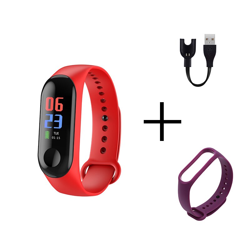 Mannen Smart Sport Horloge Bloeddruk Hartslagmeter Bericht Herinnering Bluetooth Waterdichte Mannen Vrouwen Armband Kids Pols: red purple