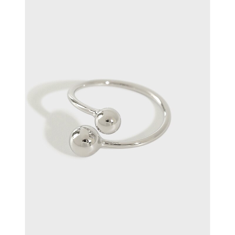 100% 925 sterling zilveren dubbele bolringen voor dames accessoires ringen, trendy opening verstelbare ring bague femme 925 sieraden