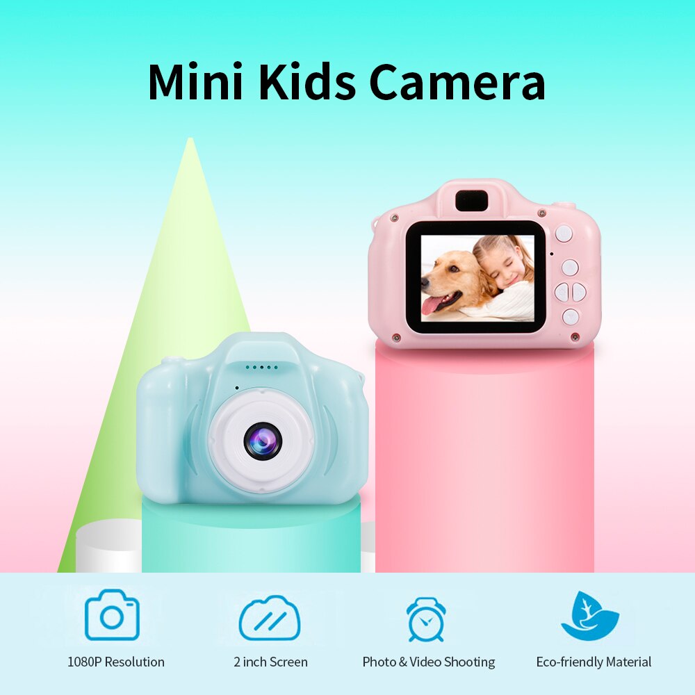 Mini cámara X2 para niños, 2 pulgadas, HD, pantalla a Color, recargable, cámara de vídeo, hermosa cámara con tarjeta de memoria de 32GB