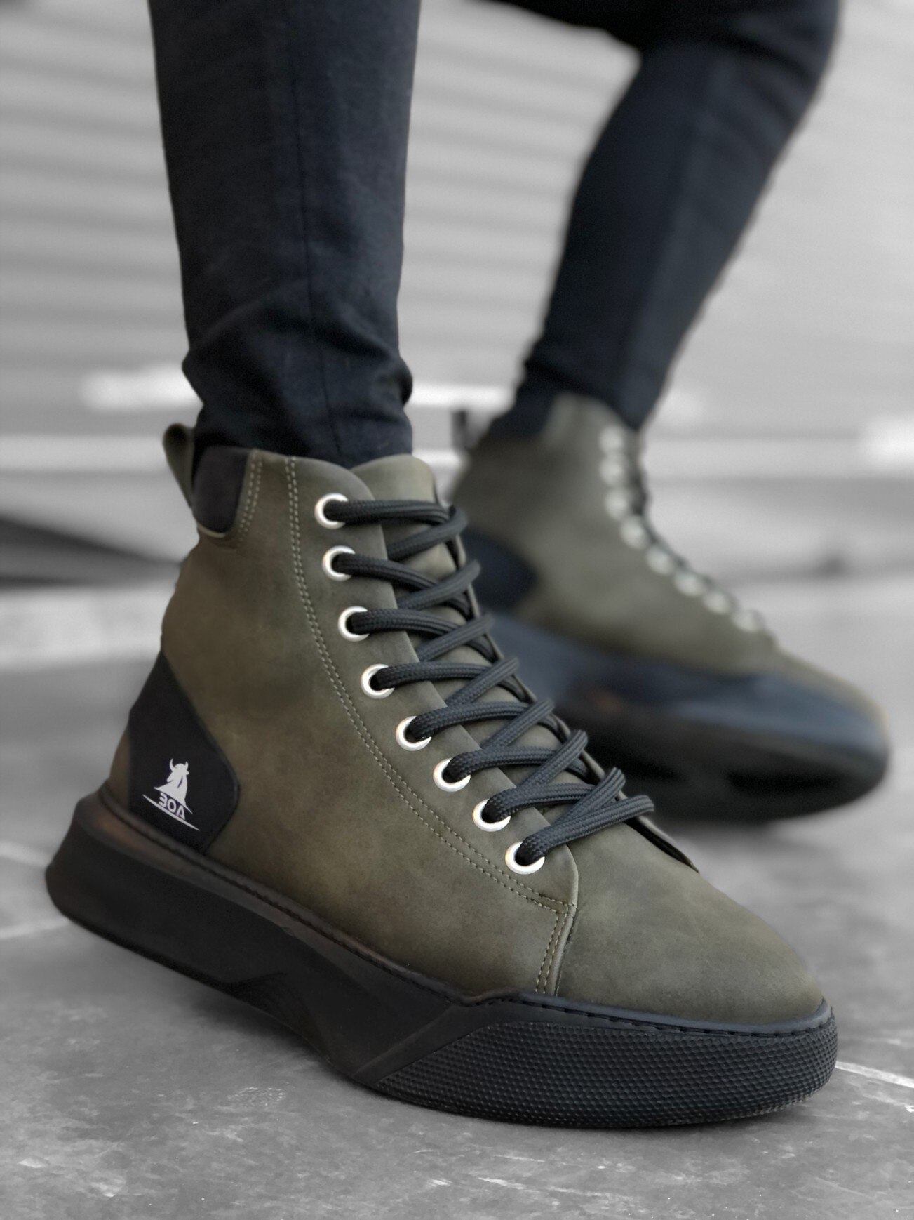 BA0155 Laced High Bottom Khaki Sports Boots