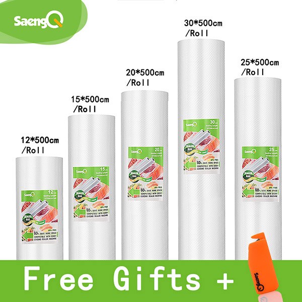 saengQ 5 Rolls/Lot Kitchen Bags For Vacuum Sealer bags Food Vacuum Bag Storage Vacuum Packaging Rolls 12/15/20/25/30cm*500cm: 5 Rolls Lot
