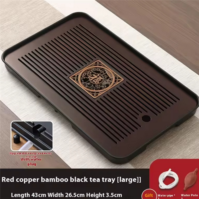 ABGE-bandeja de té de bambú, platos portátiles, ceremonia del té rectangular, mesa de té Chaban, drenaje de doble uso, almacenamiento de agua: Verde intenso