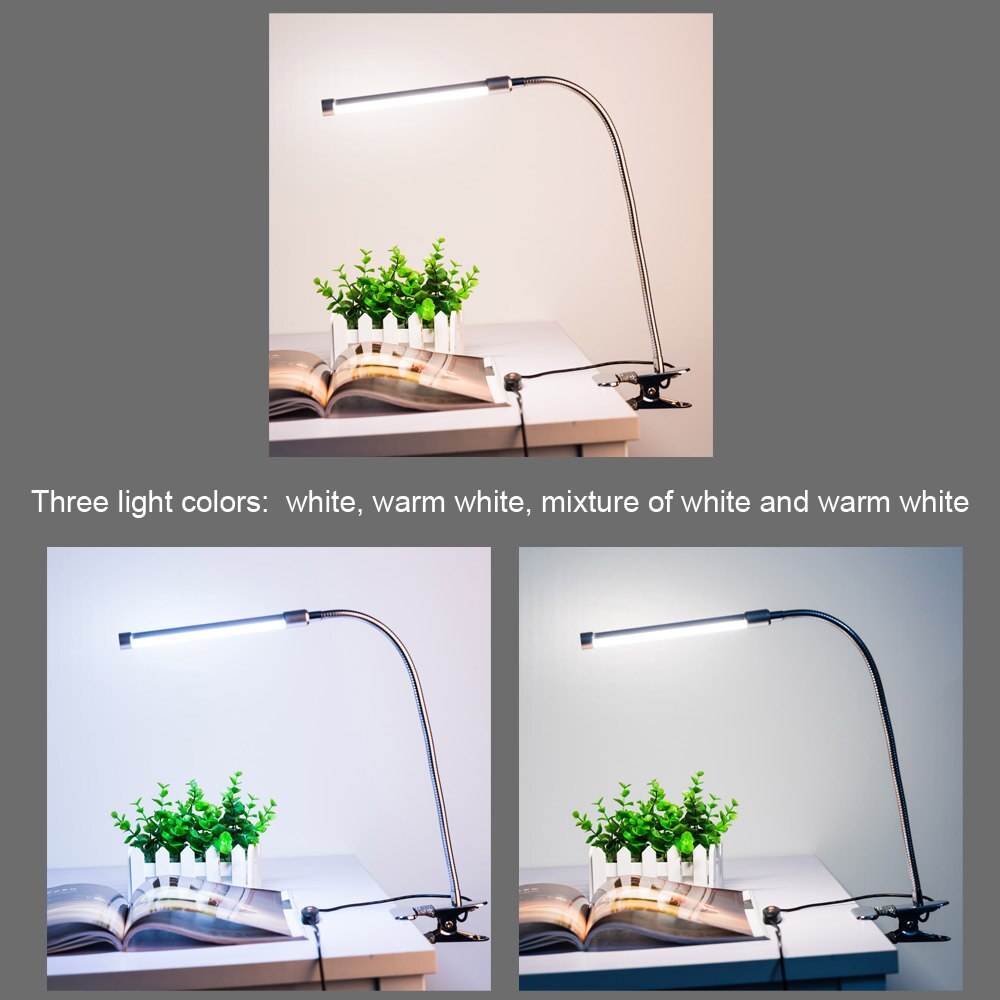 10W LED tafellamp Klem Licht Tafel 36 LEDs 10-niveau Helderheid Verstelbare 3 Kleuren USB led reading led bureaulamp