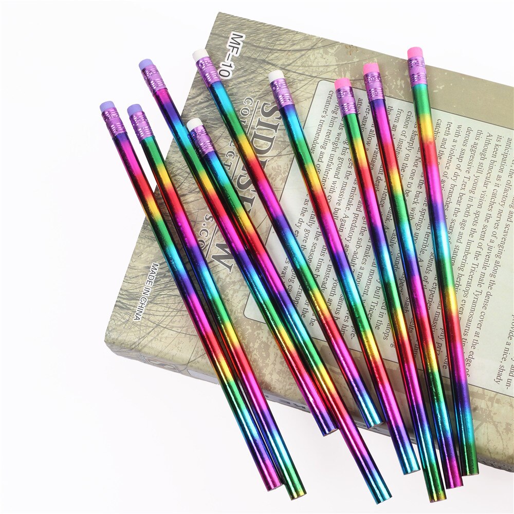 6 Pcs Rainbow Pencil Wood Environmental protection Pencil Bright color Appearance Pencil school office writing Pencil