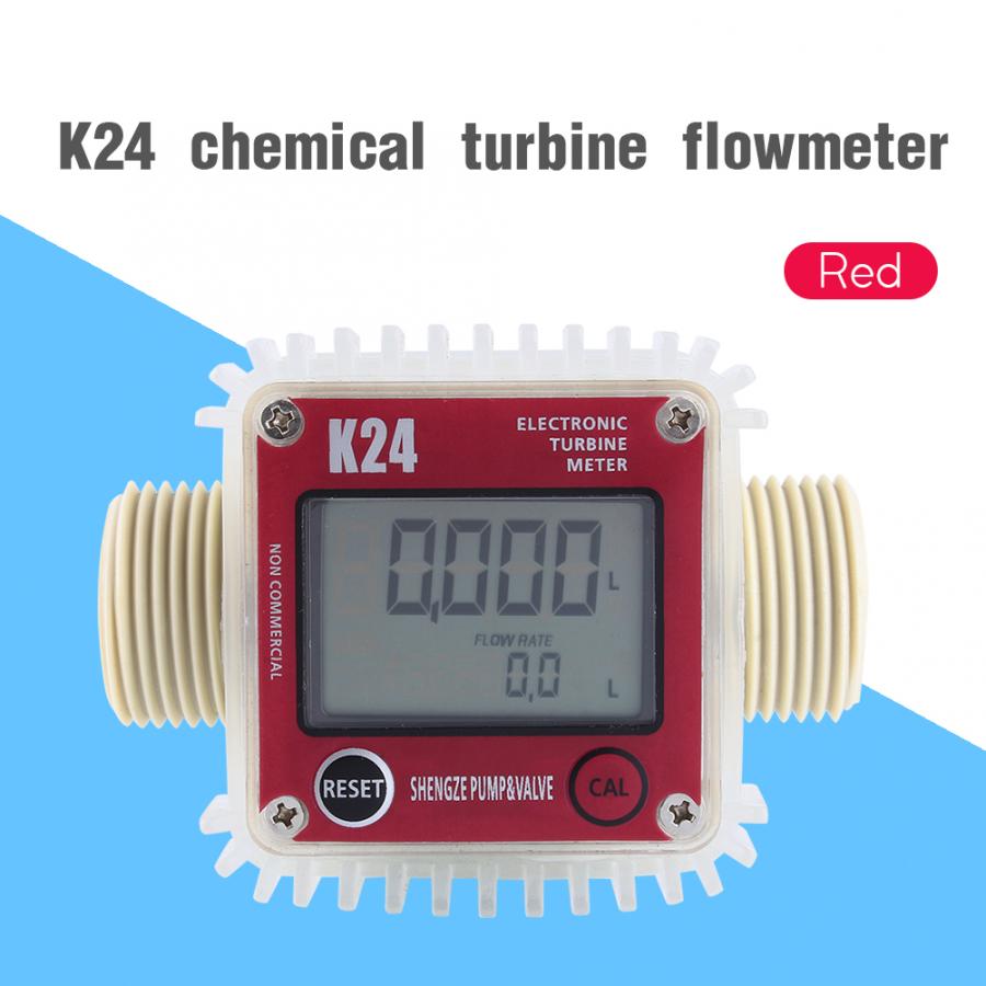 K24 digitale lcd-brændstofflowmålere turbine dieselbrændstofflowmåler vand hav 10-90l/ min. justere væskestrømningsmålere