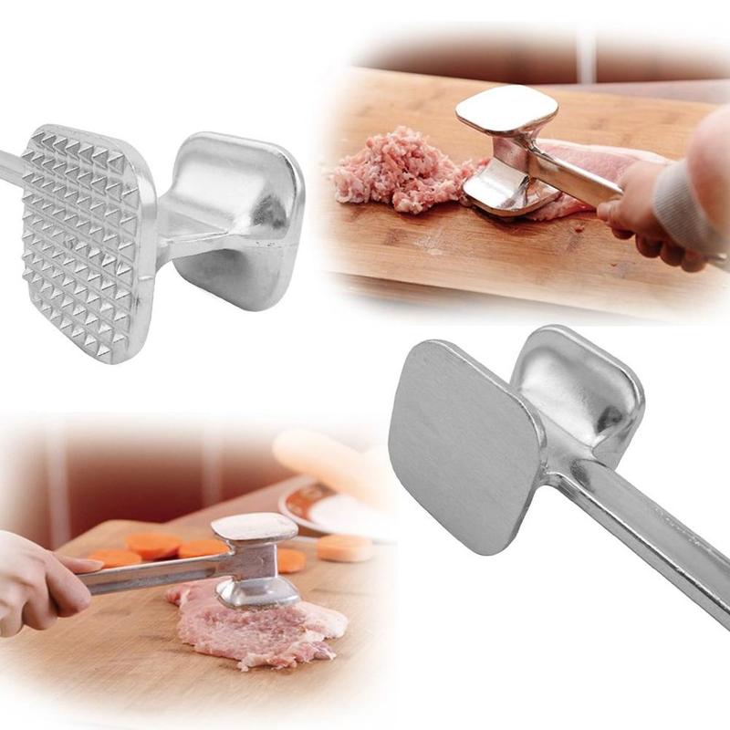 Stainless Steel Meat Hammer Pork Beef Steak Loose Meat Double Tenderizers Hammer Kitchen Sides Tools Hammer Meat Knock Y3D6