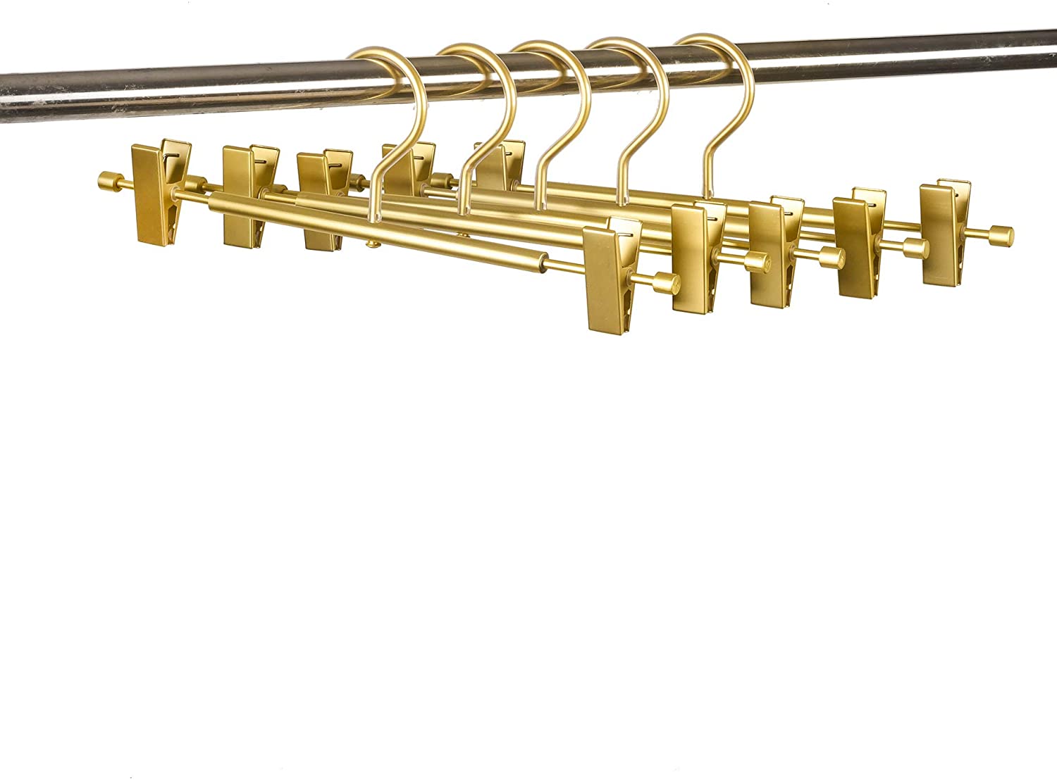 10 stücke Rose Gold/Goldene Aluminium legierung Metall schwer Pflicht Hosen Felsen locker KleiderbüGel, hosen KleiderbüGel mit Clips Gestell schwenken Haken
