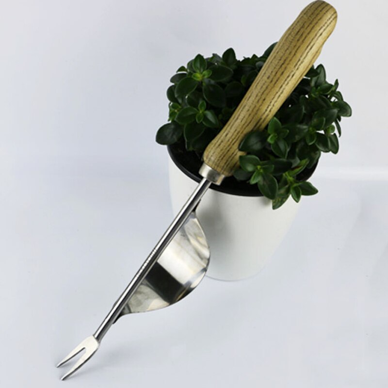 1Piece Manual Weeder Fork Stainless Steel Wood Handle Gardening Weeding Tool Garden Transplanting Digging Tools