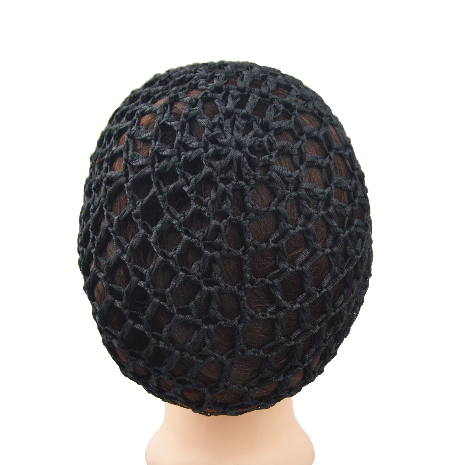1 unidad de redecilla para el pelo de ganchillo, redecilla tejida de malla de rayón, envoltura para el pelo para mujer, redes para el pelo para dormir de ganchillo negras
